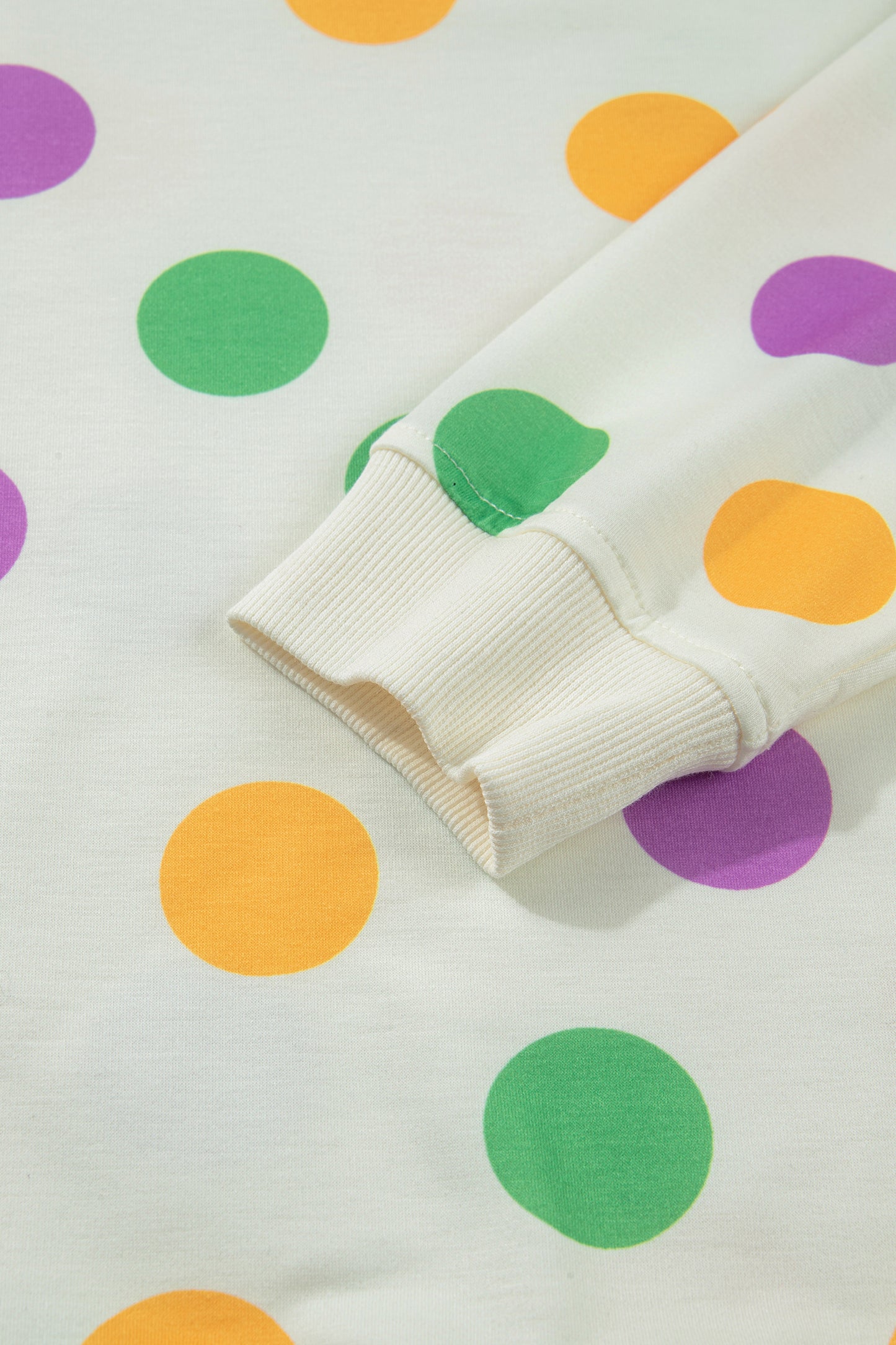 Multicolour Polka Dot Print Drop Shoulder Pullover Drawstring Shorts Set