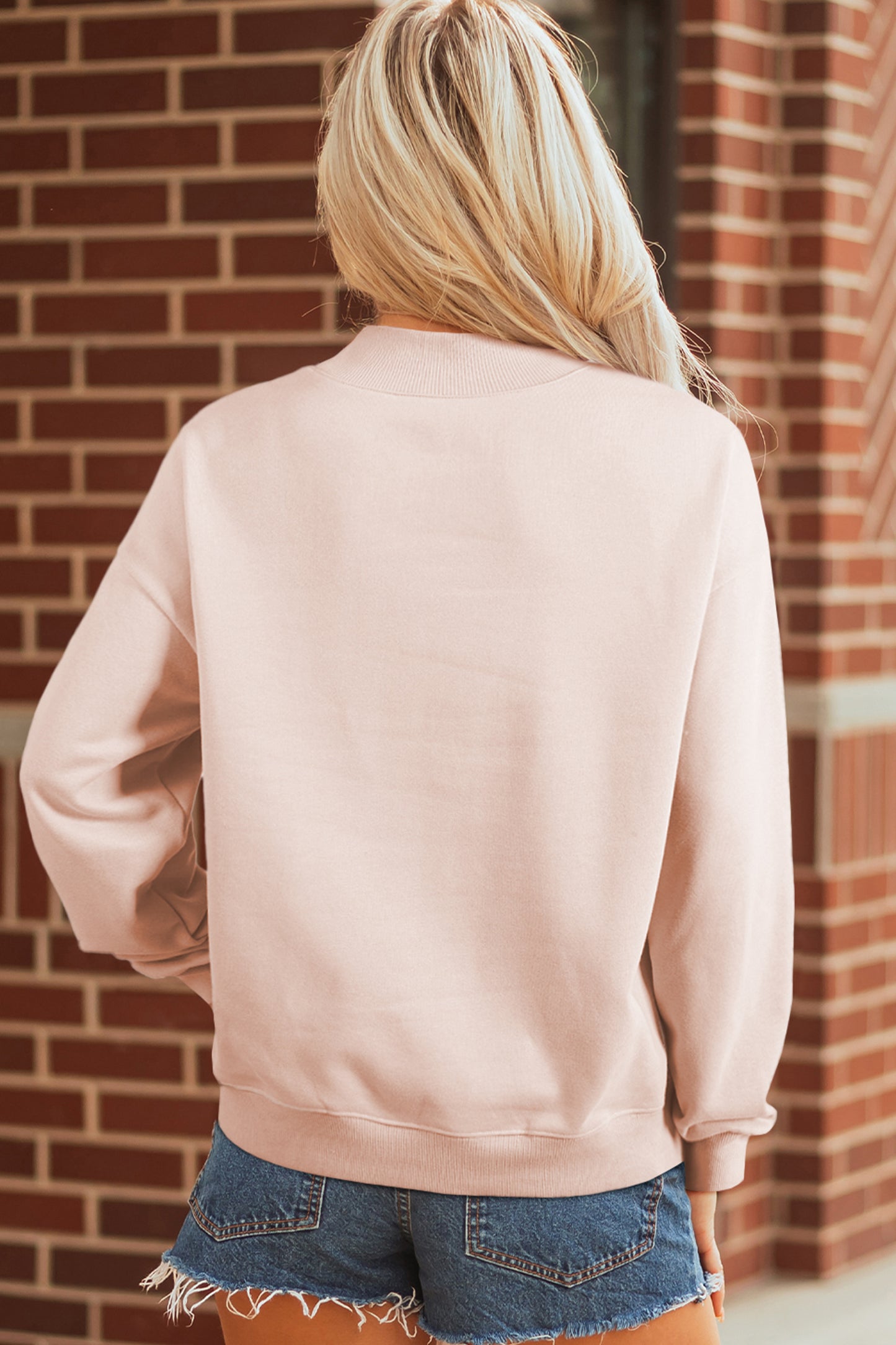 Apricot Pink Bubble Gum Bunny Chenille Patch Sweatshirt