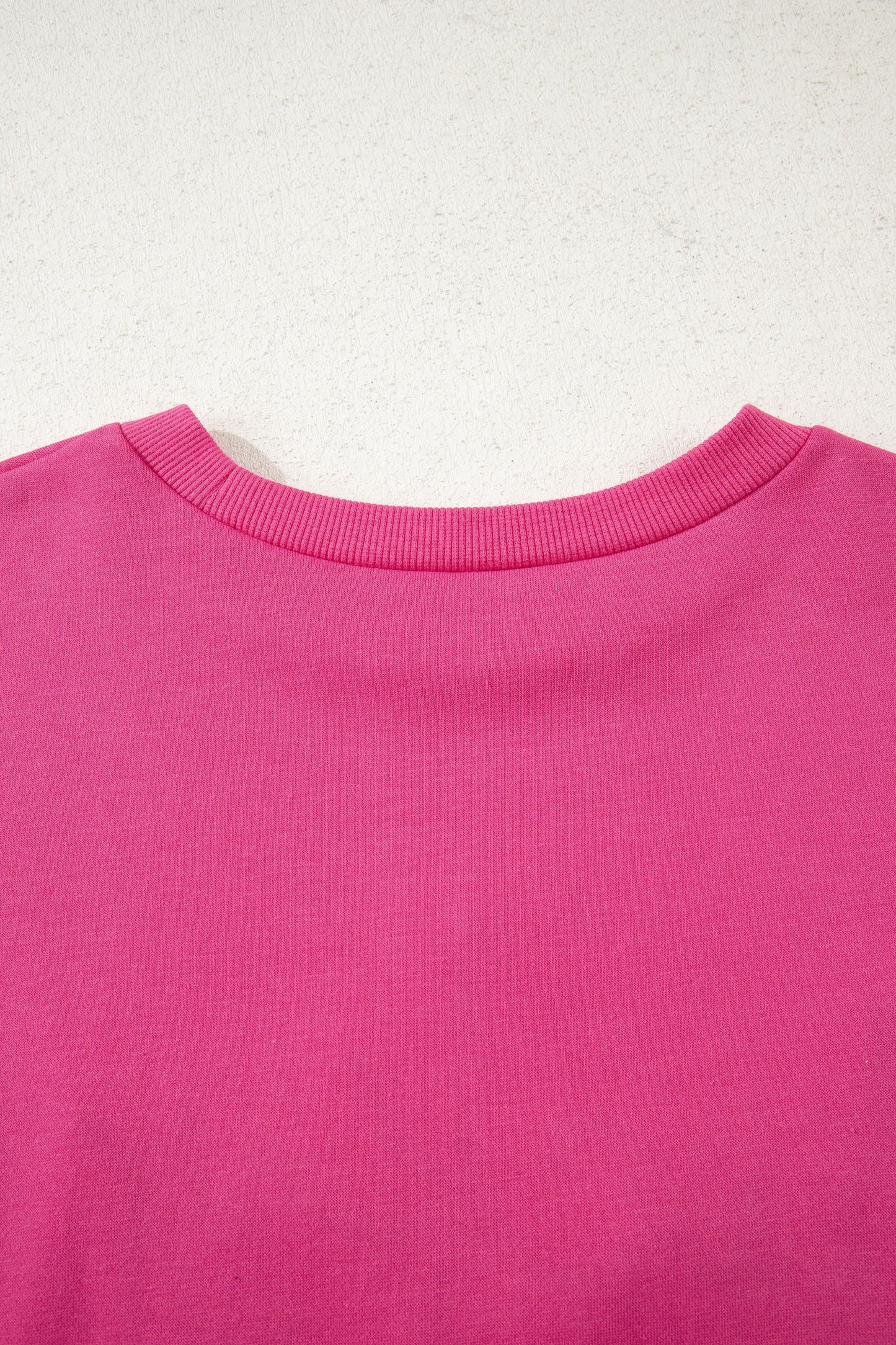 Rose Red Lucky Clover Embroidered Loose Pullover Sweatshirt